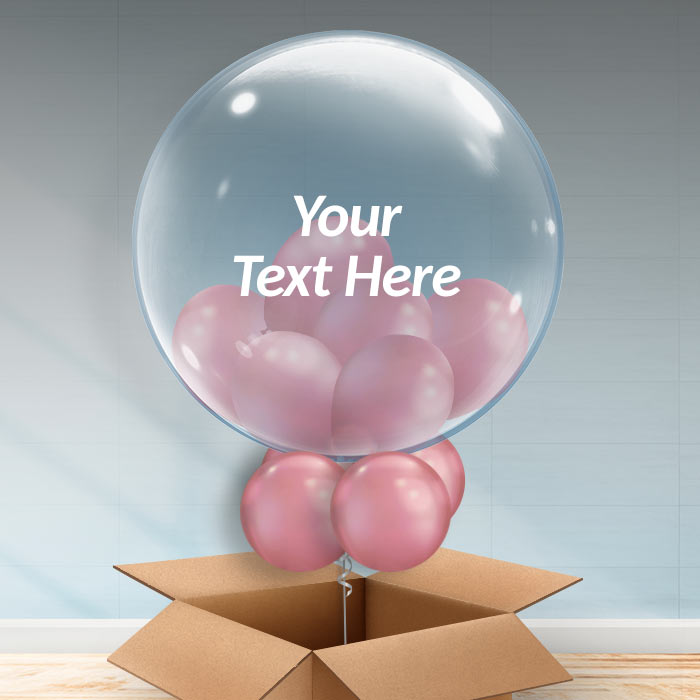 Chrome Mauve Personalisable Balloons in a Box - 24 Inch Bubble Balloon | Party Save Smile
