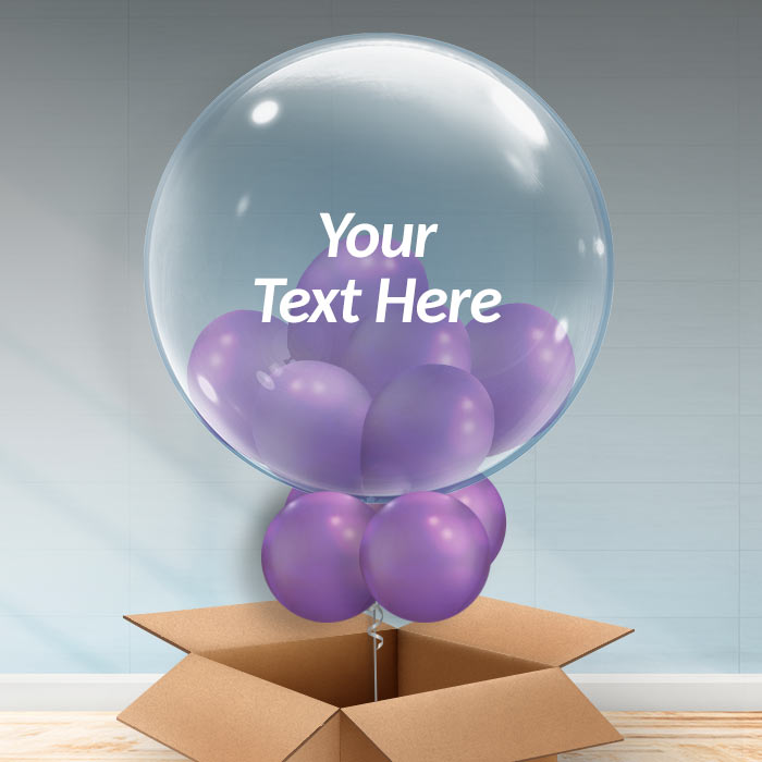 Chrome Purple Personalisable Balloons in a Box - 24 Inch Bubble Balloon | Party Save Smile