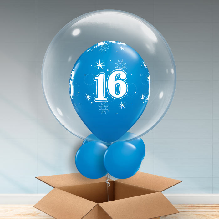 Personalisable Dark Blue 16th Birthday Bubble Balloon - Bubble Balloon | Party Save Smile