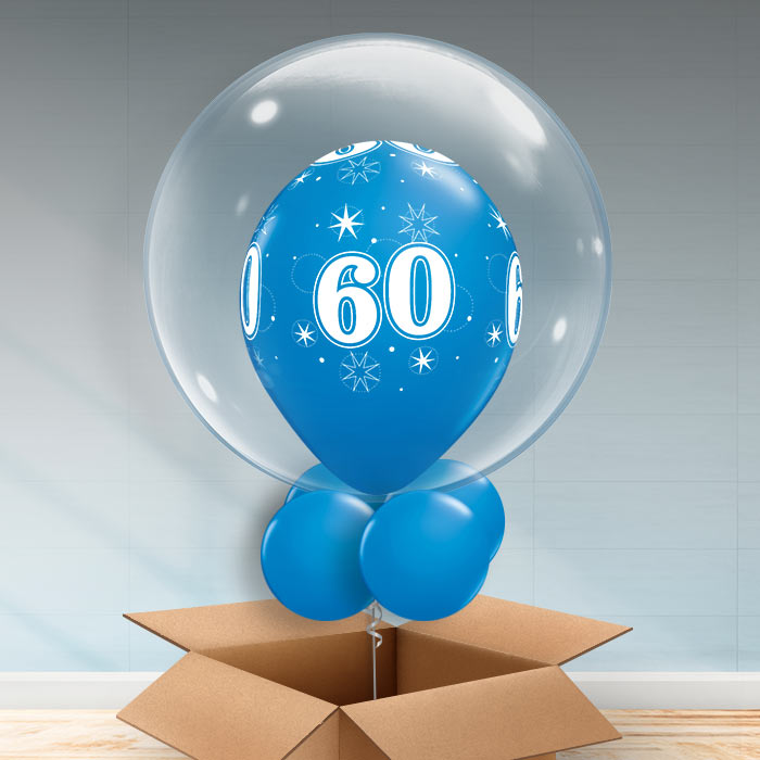 Personalisable Dark Blue 60th Birthday Bubble Balloon - Bubble Balloon | Party Save Smile