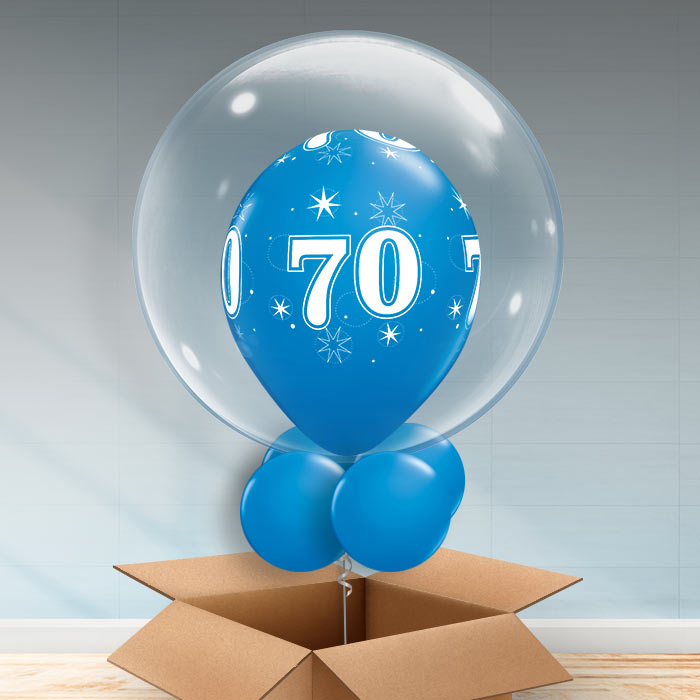 Personalisable Dark Blue 70th Birthday Bubble Balloon - Bubble Balloon | Party Save Smile