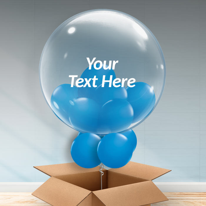 Personalisable Dark Blue Balloons in a Box Delivered - 24 Inch Bubble Balloon | Party Save Smile