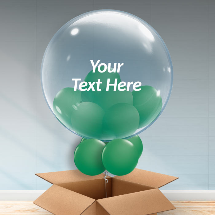 Dark Green Personalisable Balloons in a Box Delivered - 24 Inch Bubble Balloon | Party Save Smile