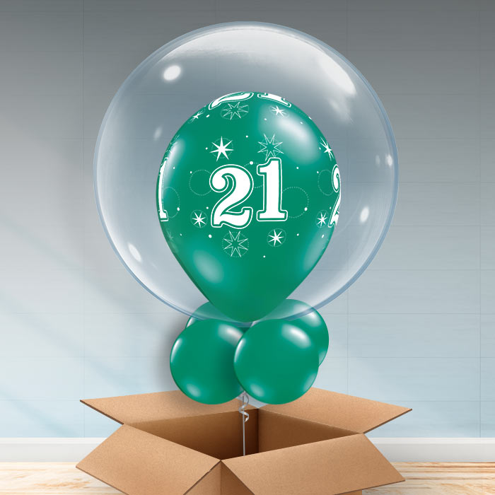 Personalisable Emerald Green 21st Birthday Bubble Balloon - Bubble Balloon | Party Save Smile