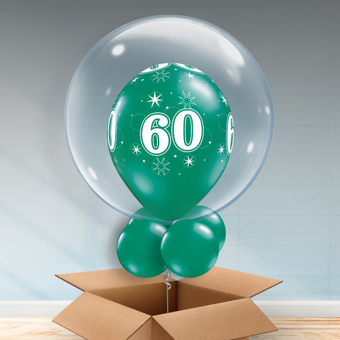 Personalisable Emerald Green 60th Birthday Bubble Balloon - Bubble Balloon | Party Save Smile