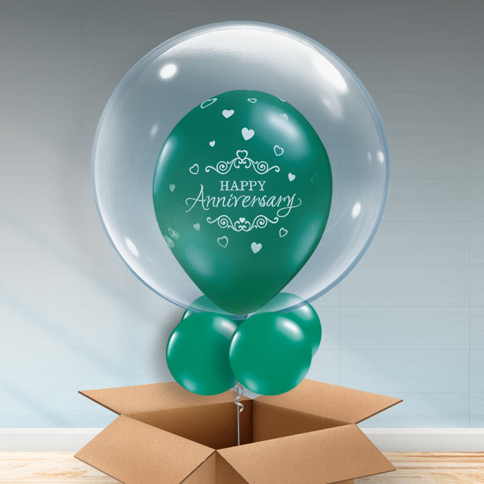Personalisable Emerald Green Anniversary Bubble Balloon - Bubble Balloon | Party Save Smile