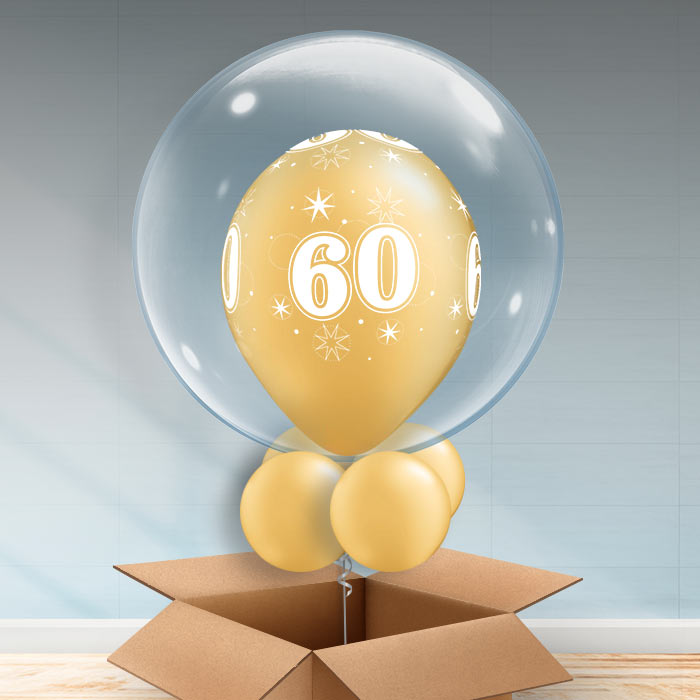Personalisable Gold 60th Birthday Bubble Balloon - Bubble Balloon | Party Save Smile
