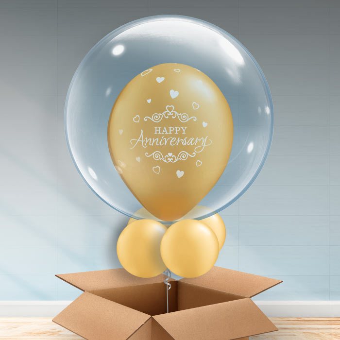 Personalisable Gold Anniversary Bubble Balloon - Bubble Balloon | Party Save Smile