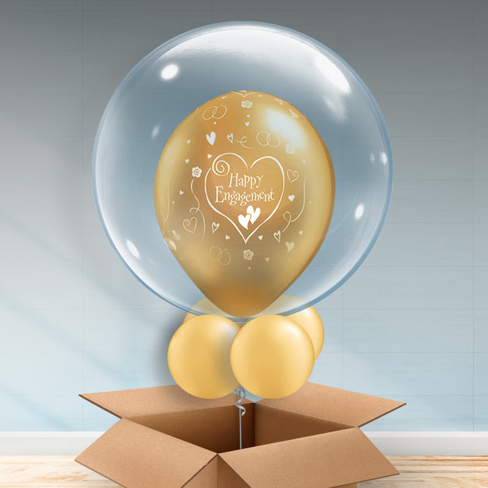Personalisable Gold Engagement Bubble Balloon - Bubble Balloon | Party Save Smile