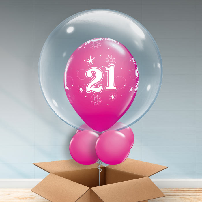 Personalisable Hot Pink 21st Birthday Bubble Balloon - Bubble Balloon | Party Save Smile