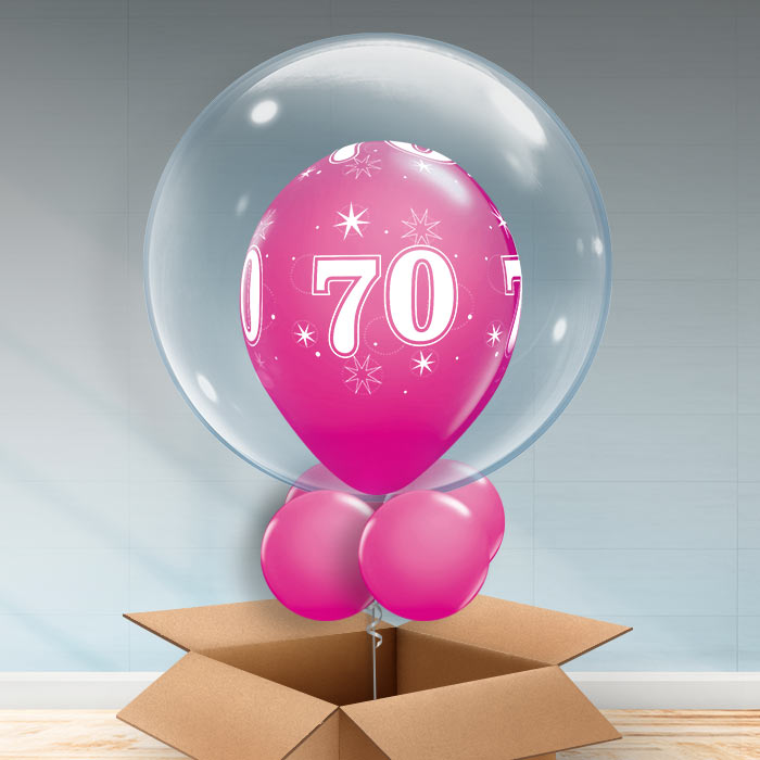 Personalisable Hot Pink 70th Birthday Bubble Balloon - Bubble Balloon | Party Save Smile