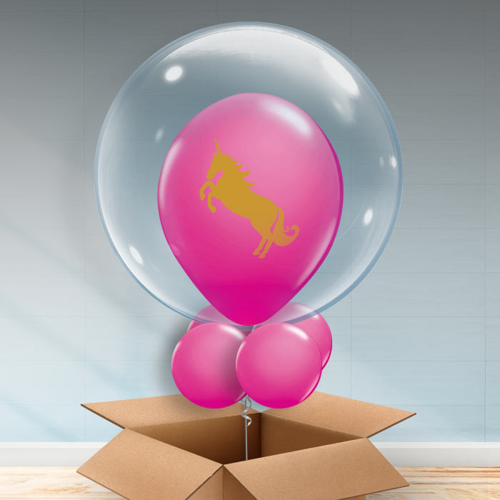 Personalisable Hot Pink Unicorn Bubble Balloon - Bubble Balloon | Party Save Smile