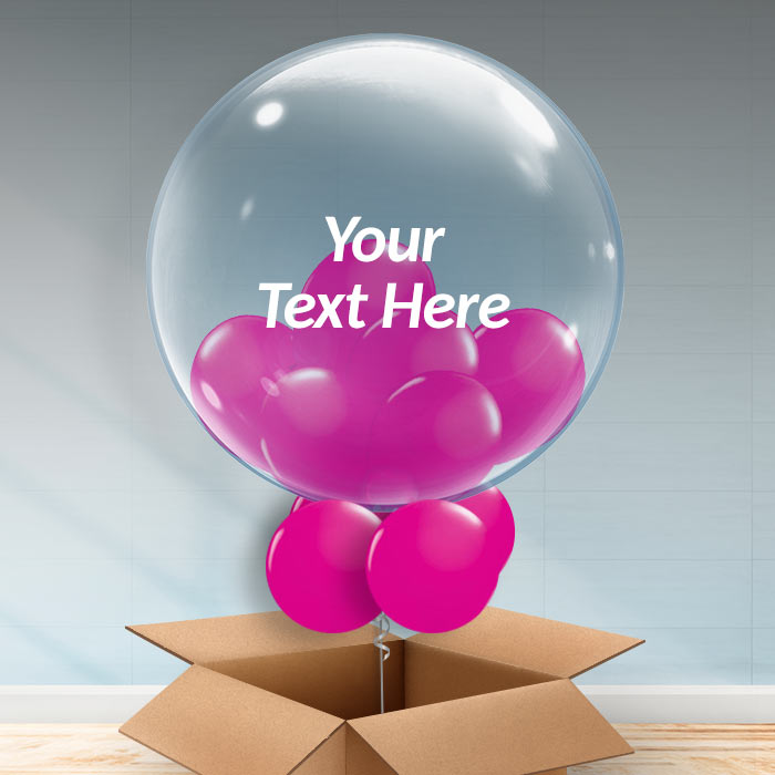 Hot Pink Personalisable Balloons in a Box Delivered - 24 Inch Bubble Balloon | Party Save Smile