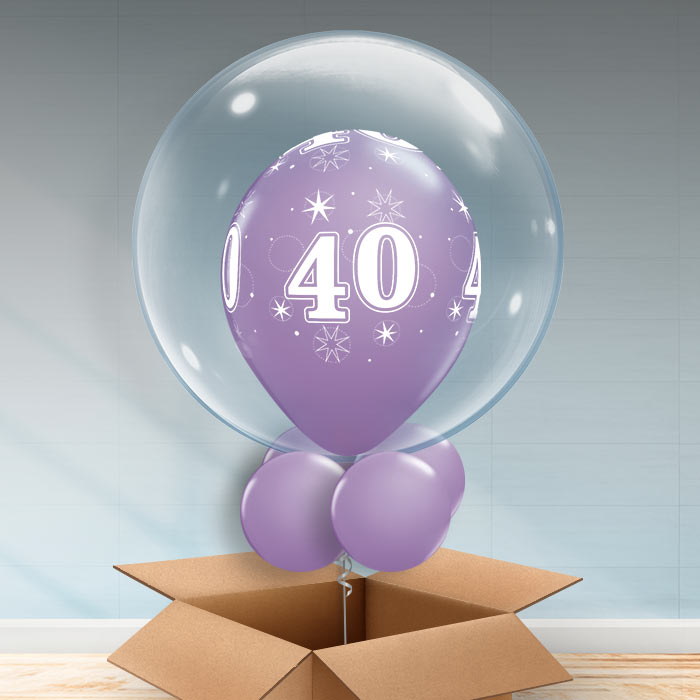 Personalisable Lilac 40th Birthday Bubble Balloon - Bubble Balloon | Party Save Smile