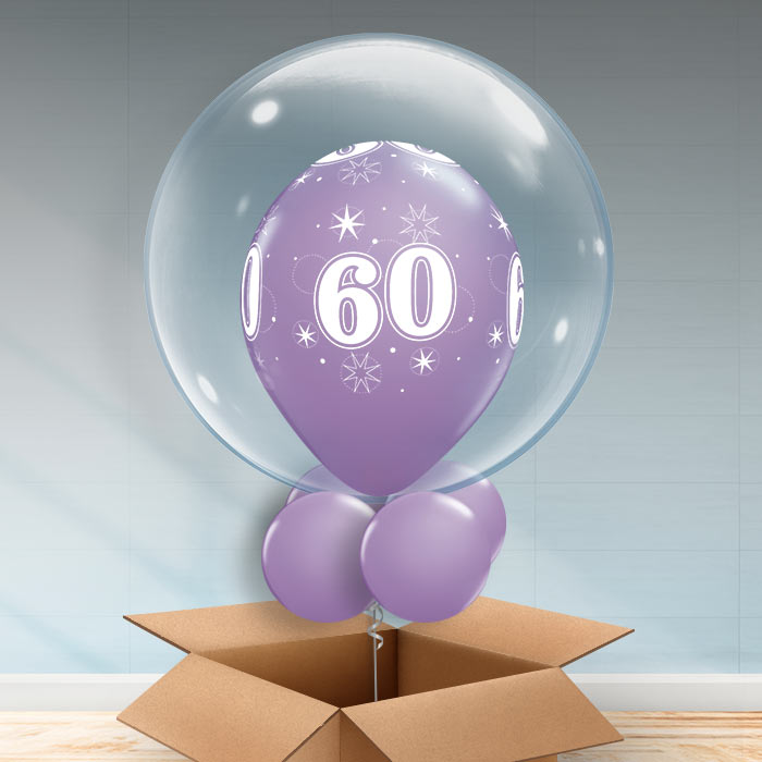 Personalisable Lilac 60th Birthday Bubble Balloon - Bubble Balloon | Party Save Smile