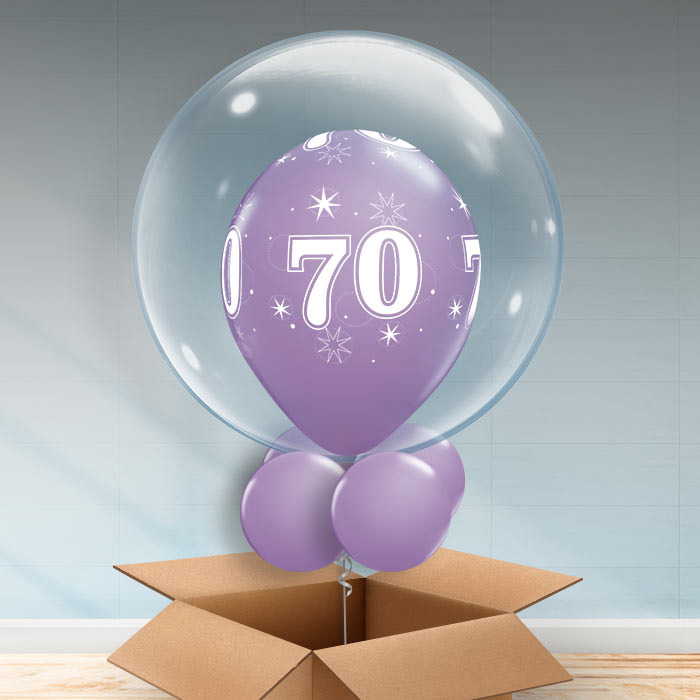Personalisable Lilac 70th Birthday Bubble Balloon - Bubble Balloon | Party Save Smile