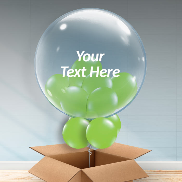Personalisable Bubble Balloon in a Box - Lime Green - 24 Inch Bubble Balloon | Party Save Smile