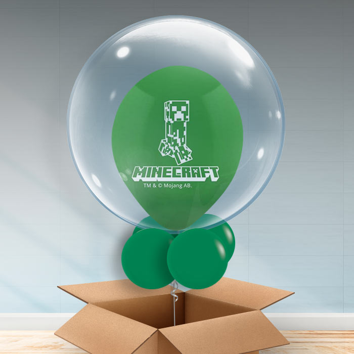 Minecraft Personalisable Bubble Helium Balloon - Green Bubble Balloon | Party Save Smile