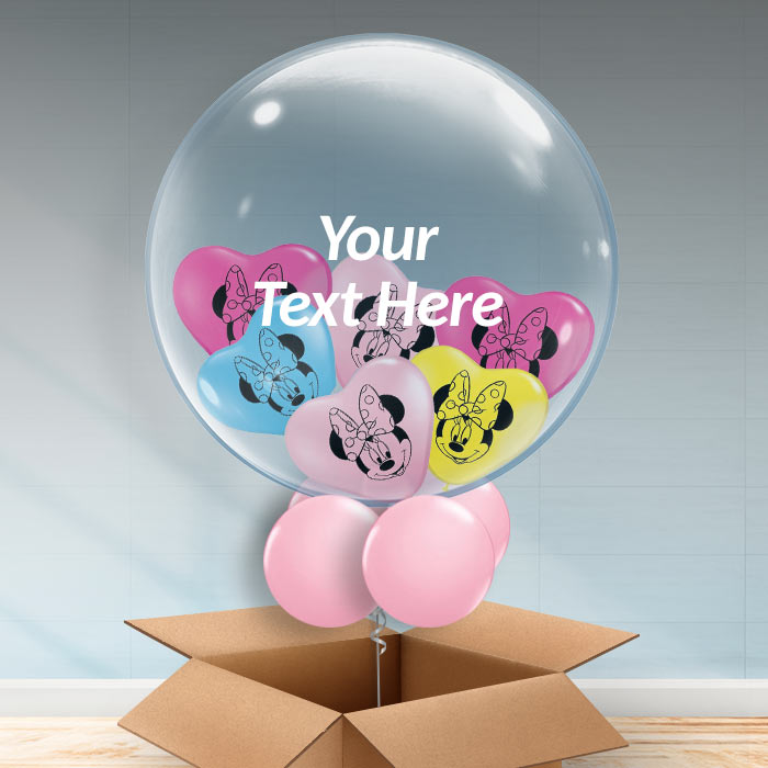 Minnie Mouse Personalisable Balloon in a Box - 24 Inch Bubble Balloon | Party Save Smile