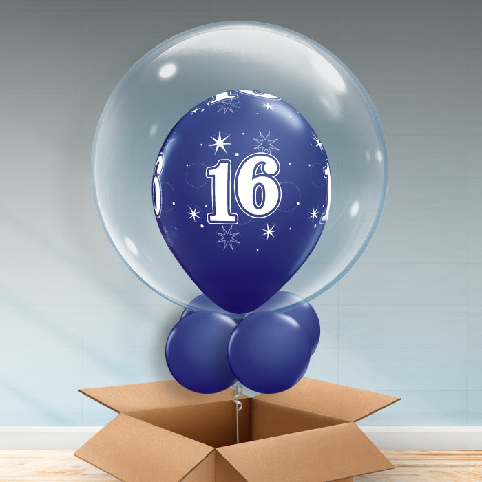 Personalisable Navy Blue 16th Birthday Bubble Balloon - Bubble Balloon | Party Save Smile