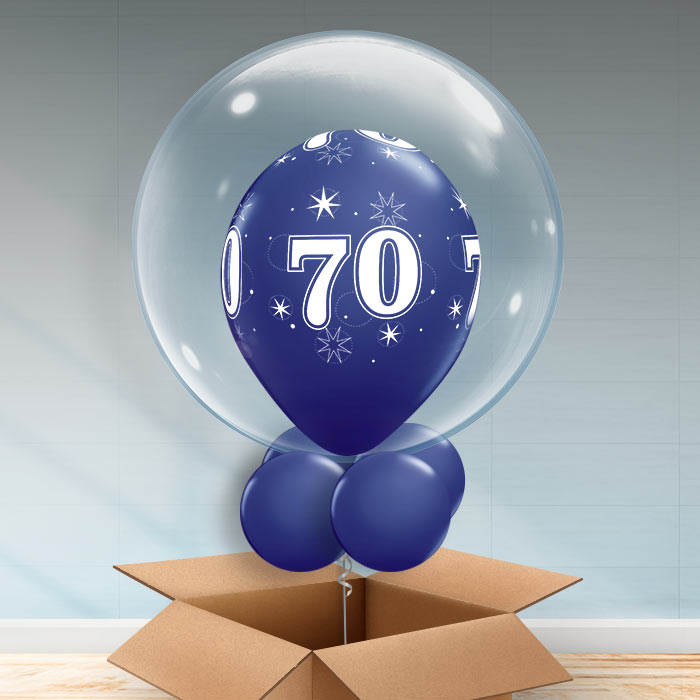 Personalisable Navy Blue 70th Birthday Bubble Balloon - Bubble Balloon | Party Save Smile