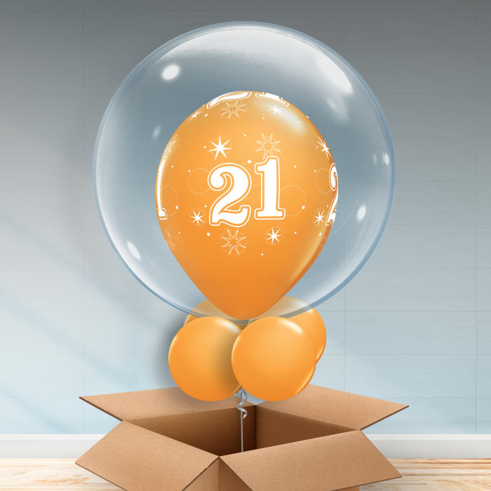 Personalisable Orange 21st Birthday Bubble Balloon - Bubble Balloon | Party Save Smile