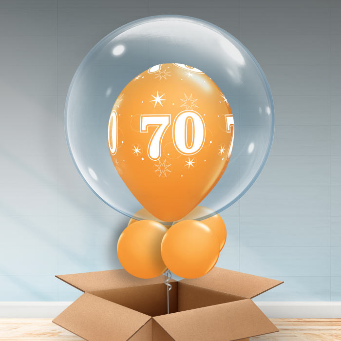 Personalisable Orange 70th Birthday Bubble Balloon - Bubble Balloon | Party Save Smile