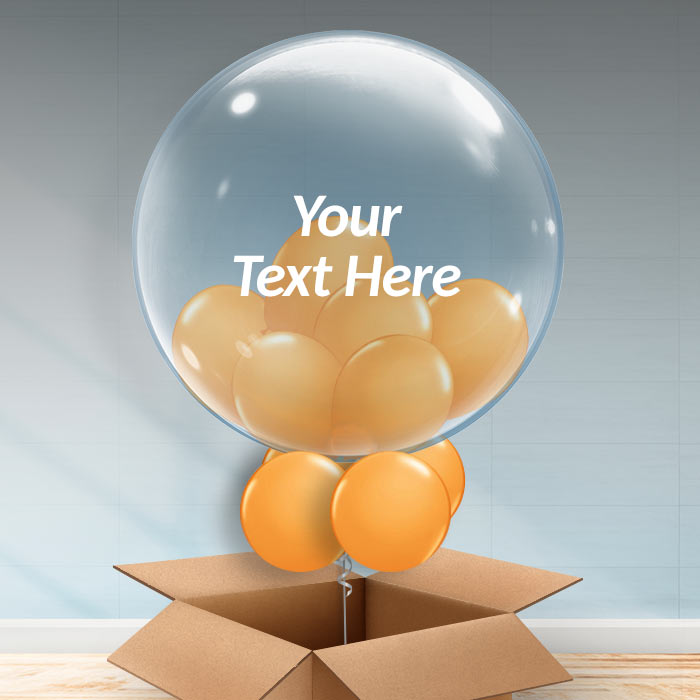 Orange Personalisable Balloons in a Box Delivered - 24 Inch Bubble Balloon | Party Save Smile