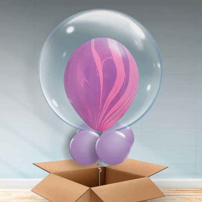 Personalisable Pink & Purple Marble Bubble Balloon - Bubble Balloon | Party Save Smile