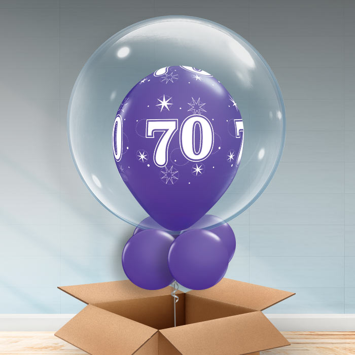 Personalisable Purple 70th Birthday Bubble Balloon - Bubble Balloon | Party Save Smile