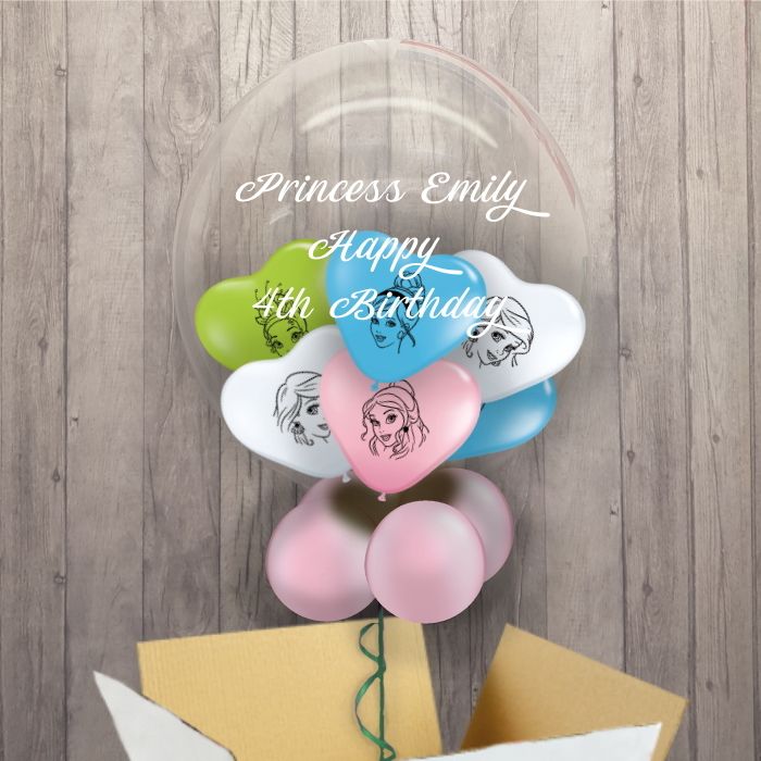 Disney Princess Personalisable Balloon in a Box - 24 Inch Bubble Balloon | Party Save Smile
