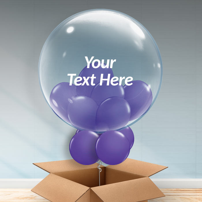 Personalisable Bubble Balloon in a Box - Purple - 24 Inch Bubble Balloon | Party Save Smile