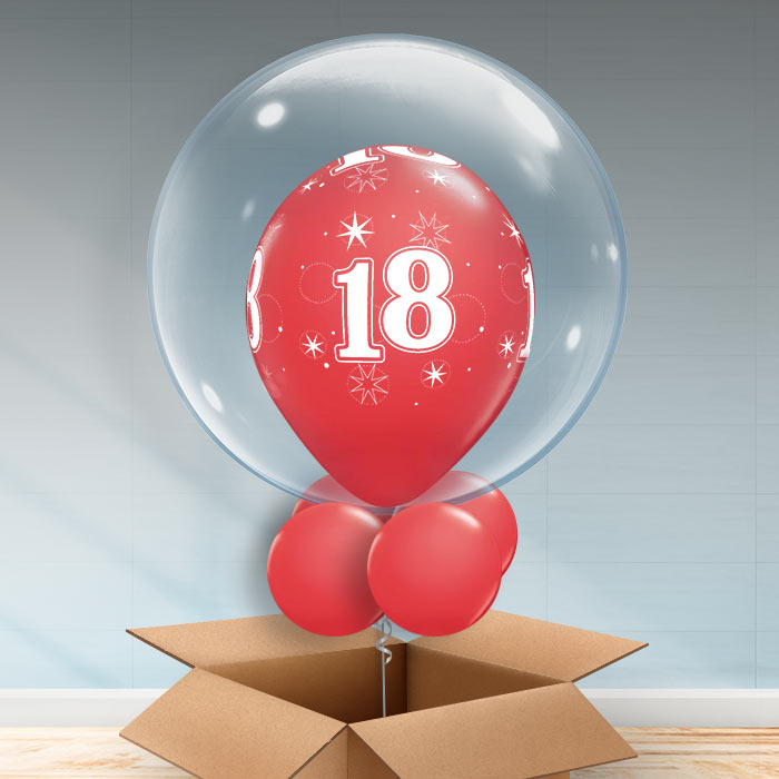Personalisable Red 18th Birthday Bubble Balloon - Bubble Balloon | Party Save Smile