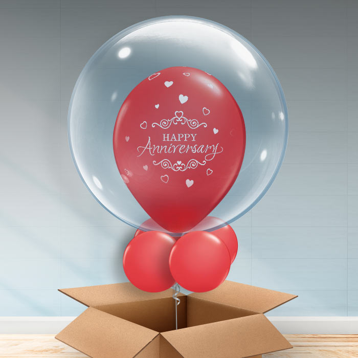Personalisable Red Anniversary Bubble Balloon - Bubble Balloon | Party Save Smile