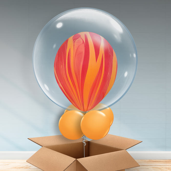 Personalisable Red and Orange Marble Bubble Balloon - Bubble Balloon | Party Save Smile
