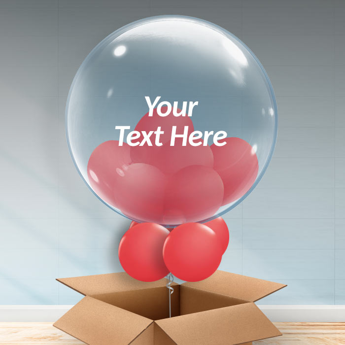 Personalisable Bubble Balloon in a Box - Red - 24 Inch Bubble Balloon | Party Save Smile