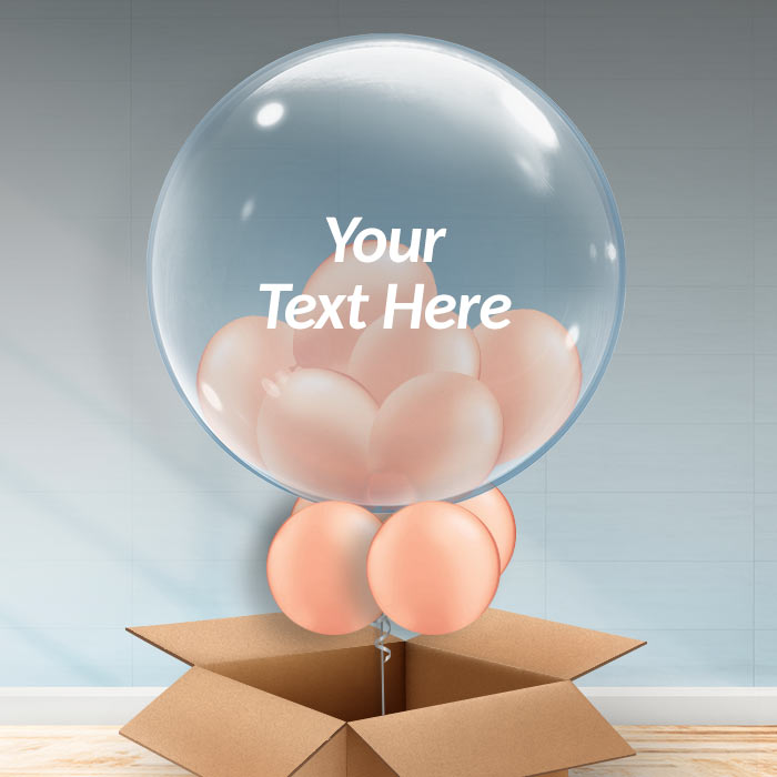 Rose Gold Personalisable Balloons in a Box Delivered - 24 Inch Bubble Balloon | Party Save Smile