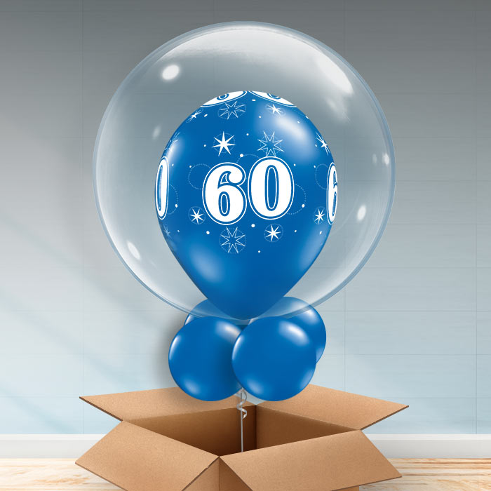 Personalisable Sapphire Blue 60th Birthday Bubble Balloon - Bubble Balloon | Party Save Smile