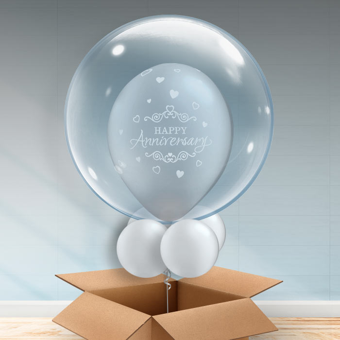 Personalisable Silver Anniversary Bubble Balloon - Bubble Balloon | Party Save Smile