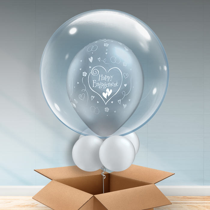 Personalisable Silver Engagement Bubble Balloon - Bubble Balloon | Party Save Smile