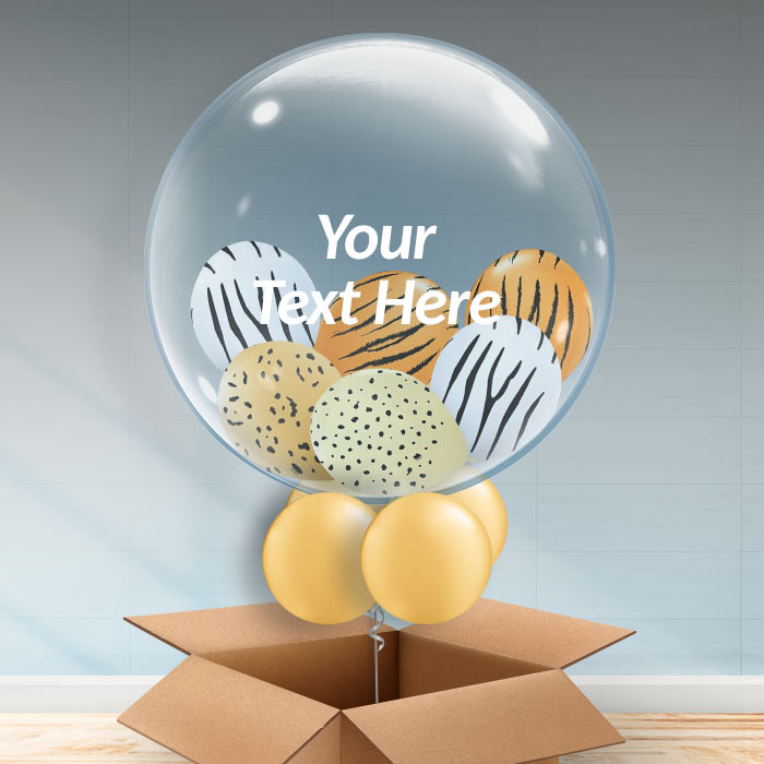Personalisable Safari Print Bubble Balloon - 24 Inch Bubble Balloon | Party Save Smile