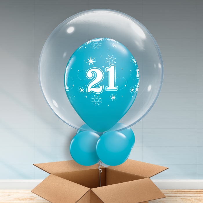 Personalisable Teal Blue 21st Birthday Bubble Balloon - Bubble Balloon | Party Save Smile