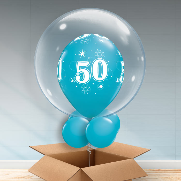 Personalisable Teal Blue 50th Birthday Bubble Balloon - Bubble Balloon | Party Save Smile