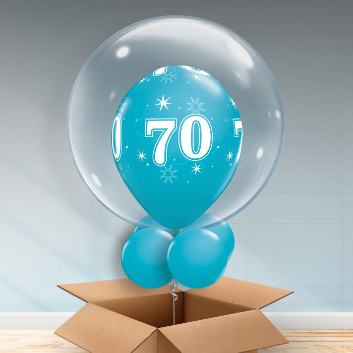 Personalisable Teal Blue 70th Birthday Bubble Balloon - Bubble Balloon | Party Save Smile