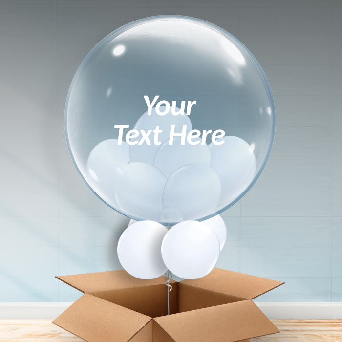 Personalisable Bubble Balloons Delivered - White - 24 Inch Bubble Balloon | Party Save Smile