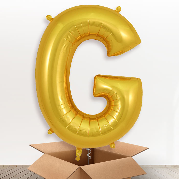 Personalised Letter G Helium Balloon in a Box - Gold - Giant Letter | Party Save Smile