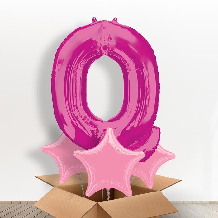 Personalised Q Helium Balloon in a Box - Pink - Giant Letter and 3 Balloons | Party Save Smile