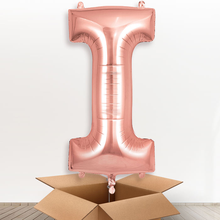Personalised I Helium Balloon in a Box - Rose Gold - Giant Letter | Party Save Smile