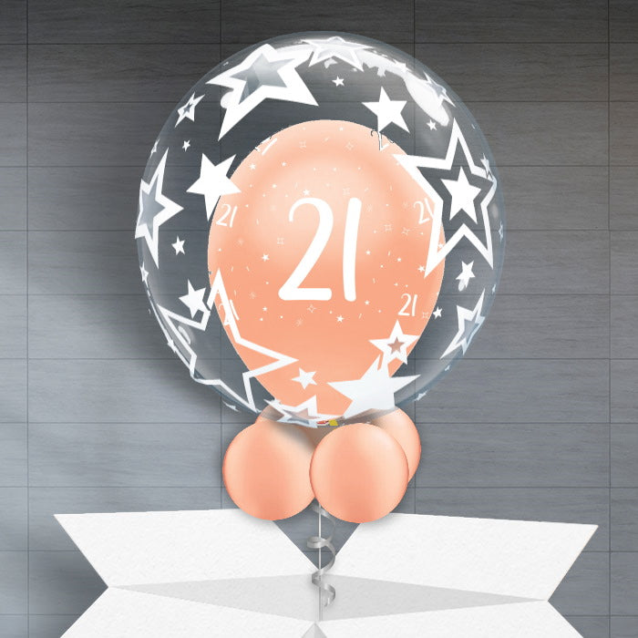 Personalisable 21st Helium Balloons - Rose Gold - Bubble Balloon | Party Save Smile