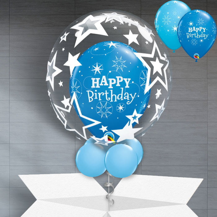 Star Blue Personalisable Birthday Bubble Balloon - Bubble Balloon | Party Save Smile